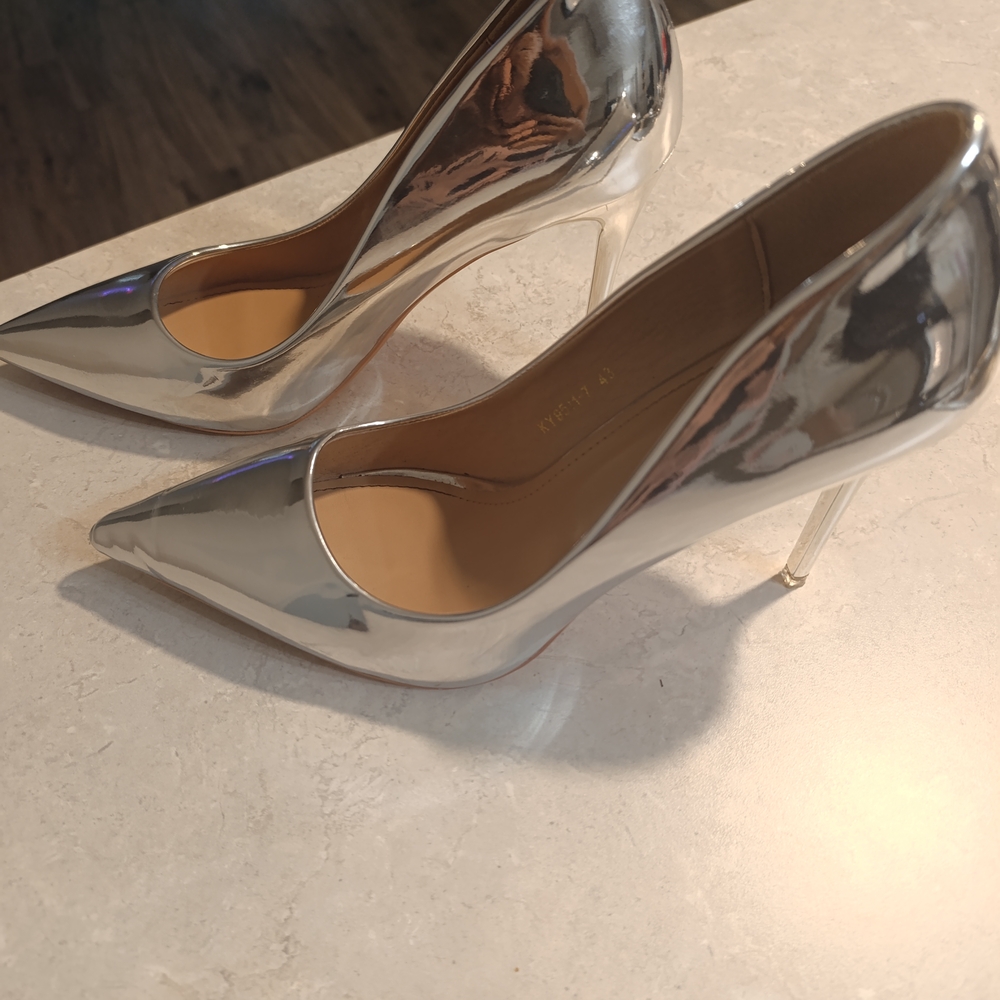 SHEIN Shiny Silver High Heels